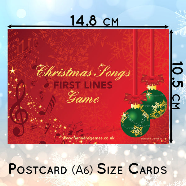 Christmas Songs First Letters Game Quiz - Xmas Music Quiz Trivia Cards