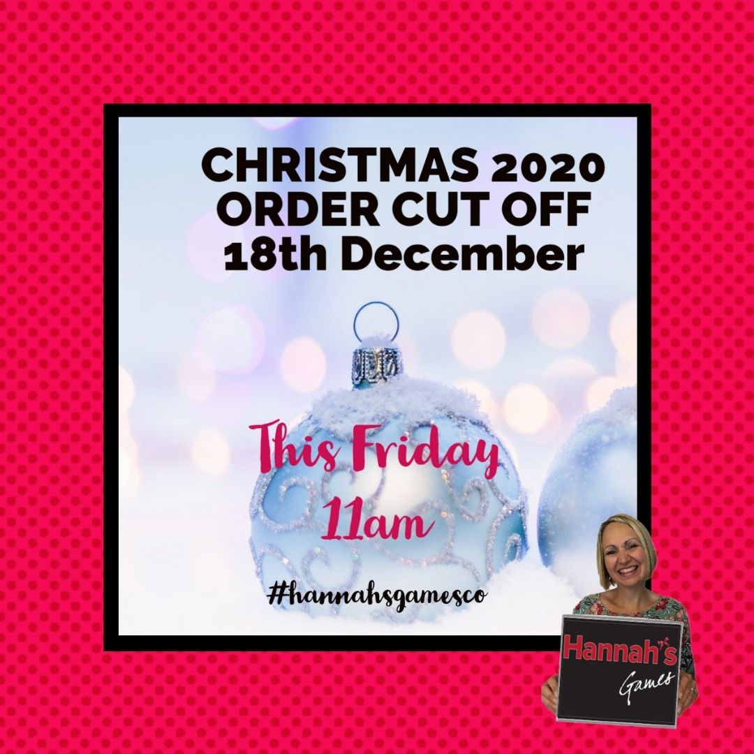 Christmas 2020 Last Posting Dates for Hannah's Games