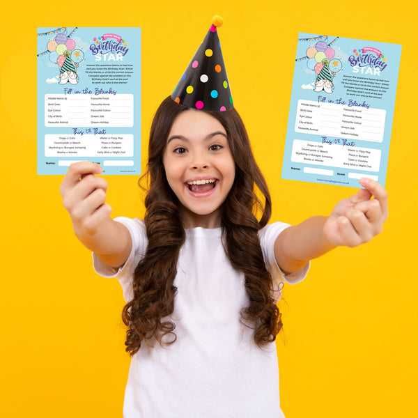 Birthday Quiz Game Cards - Birthday Party Games