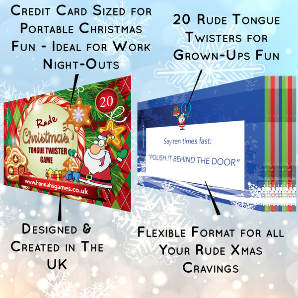 Rude Christmas Tongue Twister Card Game - Novelty Xmas Games For Adults Twisters