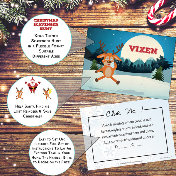 Christmas Treasure Hunt Game - Scavenger Hunt for kids Xmas Games -Eve Box Fillers - Elf Shelf Fun Ideas