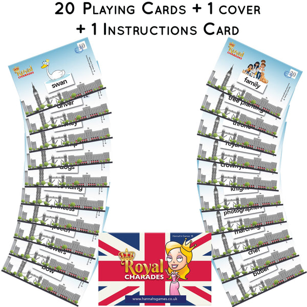 Royal Charades Game - 20 pack King Charles III Coronation Party Games