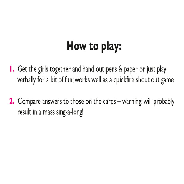 Love Song Lyric Quiz Hen Party Game & Girls Night Out